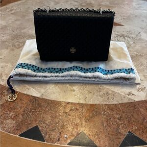Tory Burch Black Crossbody Bag with Chain Strap and Dust Bag